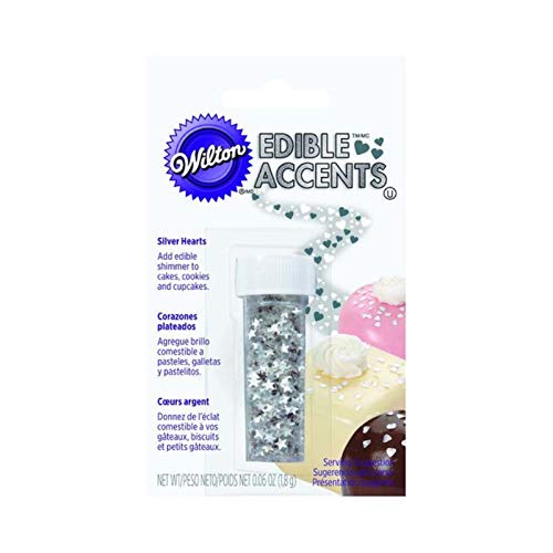 Wilton Edible Glitter Hearts, Silver, 1.8 g