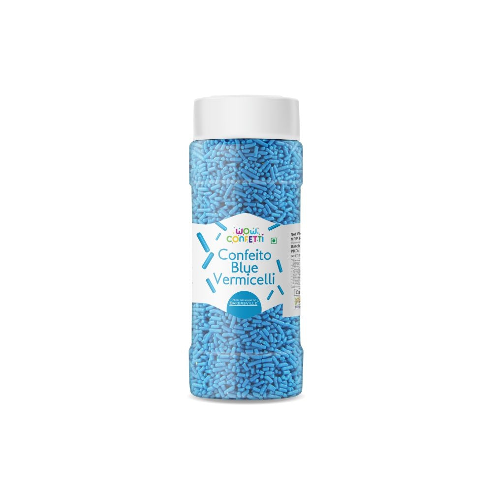 Wow Confetti Confeito Blue Vermicelli (Sprinkles), 125 g