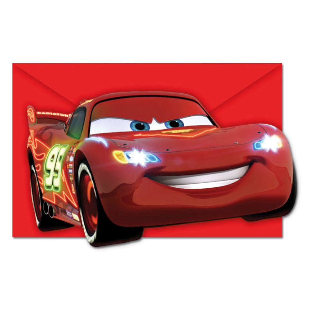 Disney Cars Die-Cut Invitations & Envelopes - BV82632 - 6Pcs