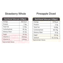 Load image into Gallery viewer, Fruitbell Freeze Dried Combo Of Whole Strawberry &amp; Diced Pineapple, 20g (10g Each), Healthy Fruit Snack,100% Natural, No Preservative, No Added Sugar
