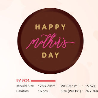 Foodecor Mother's Day Decorative Transfer Mould Round Shape, (Pack of 2) - BV 3251
