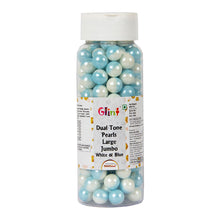 Load image into Gallery viewer, Glint Dual Tone Pearl Balls for Cake Decoration ( 10mm ) ( White &amp; Blue ), 150g | Dual Colour Cake Sprinkle For Cake Decoration | 150g
