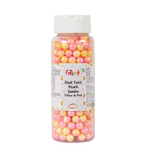 Load image into Gallery viewer, Glint Dual Tone Pearl Balls for Cake Decoration ( 7mm ) ( Yellow &amp; Pink ), 150g | Dual Colour Cake Sprinkle For Cake Decoration | 150g
