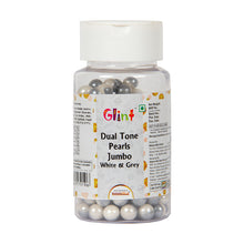 Load image into Gallery viewer, Glint Dual Tone Pearl Balls for Cake Decoration ( 7mm ) ( White &amp; Grey ), 75g | Dual Colour Cake Sprinkle For Cake Decoration | 75g
