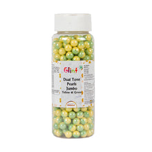 Load image into Gallery viewer, Glint Dual Tone Pearl Balls for Cake Decoration ( 7mm ) ( Yellow &amp; Green ), 150g | Dual Colour Cake Sprinkle For Cake Decoration | 150g
