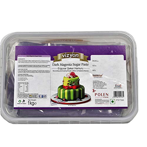 Vizyon Sugar Paste (Fondant) Dark Magenta, 1 Kg - Bakersville Shop
