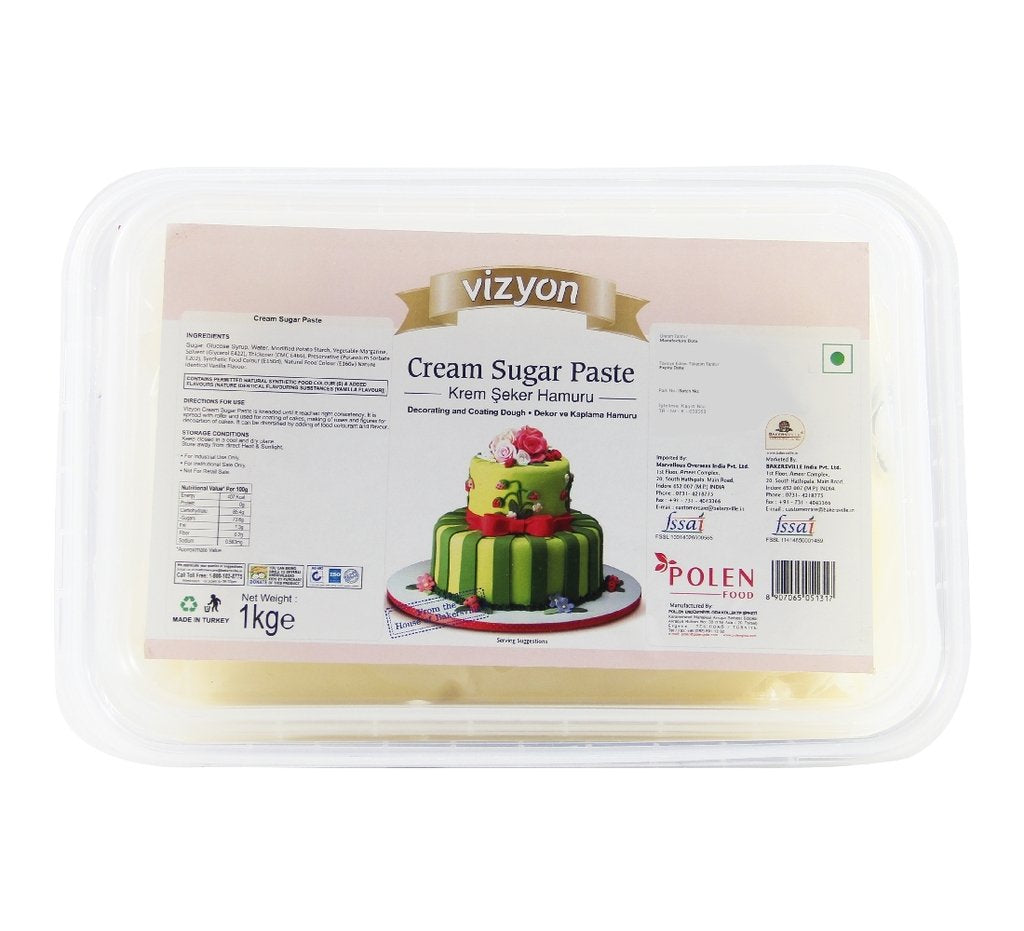 Vizyon Sugar Paste Fondant (Cream), 1 Kg - Bakersville Shop