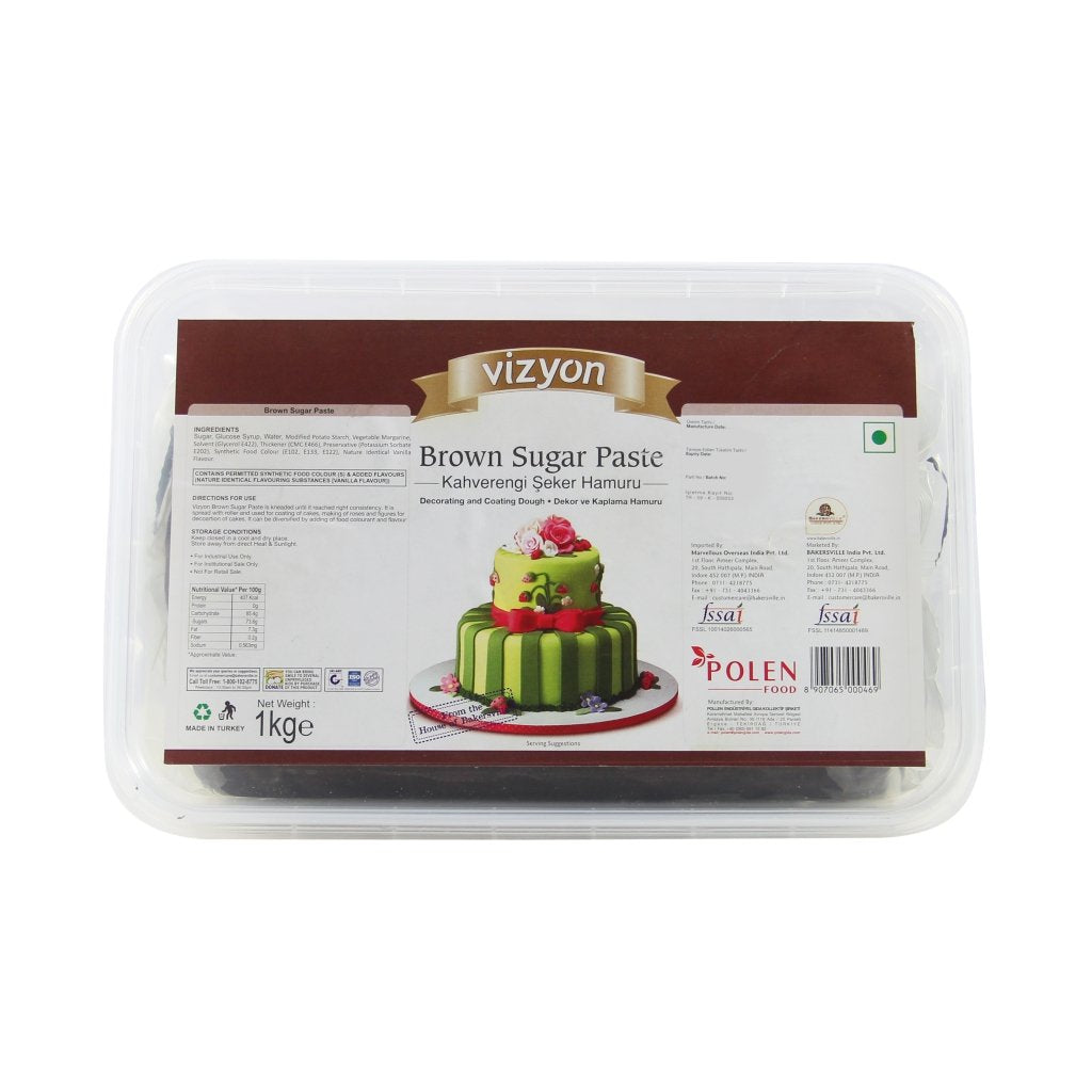 Vizyon Sugar Paste Fondant Brown, 1 KG - Bakersville Shop